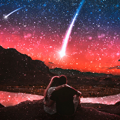 Sternschnuppe mit Verliebten