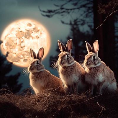 Hasen unterm Vollmond